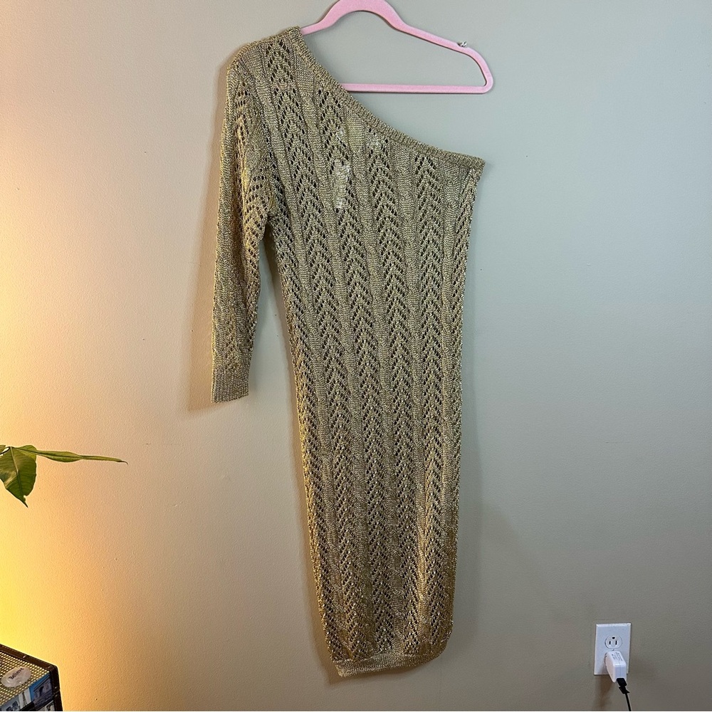 Anthropologie Gold One-Shoulder Coverup